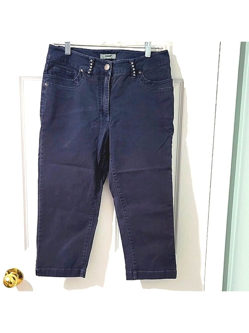 Modea Collection Women's Denim Crop Studded Jeans Size 38